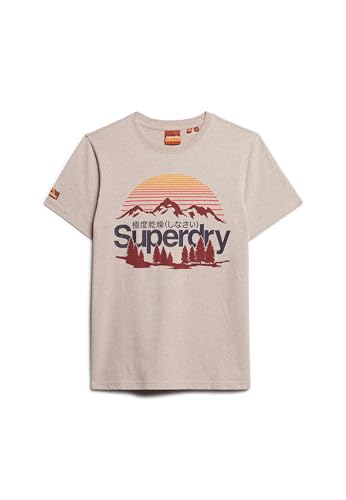 Superdry Herren Bedrucktes T-Shirt Hemd, Lavin Beige Marl, L von Superdry