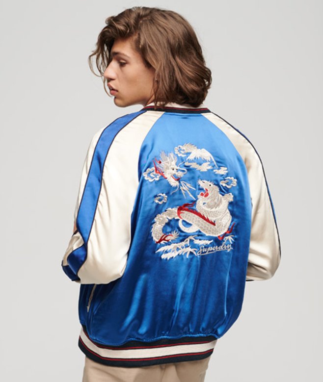 Superdry Herren Bestickte Sukajan Bomberjacke Blau - Größe: M von Superdry