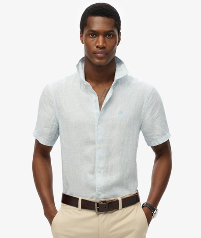 Superdry Herren Besticktes SD Vacation Leinenhemd Hellblau - Größe: M von Superdry