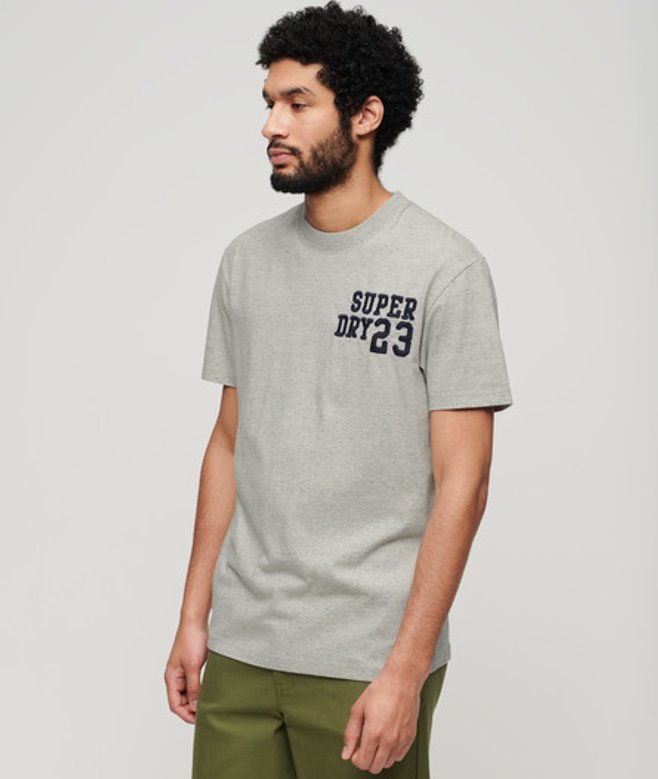 Superdry Herren Besticktes Superstate Athletic T-Shirt Mit Logo, Dunkelgrau, Größe: L von Superdry