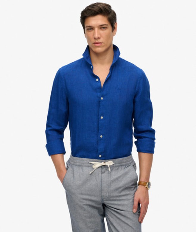 Superdry Herren Besticktes Vacation Leinenhemd Blue - Größe: XL von Superdry