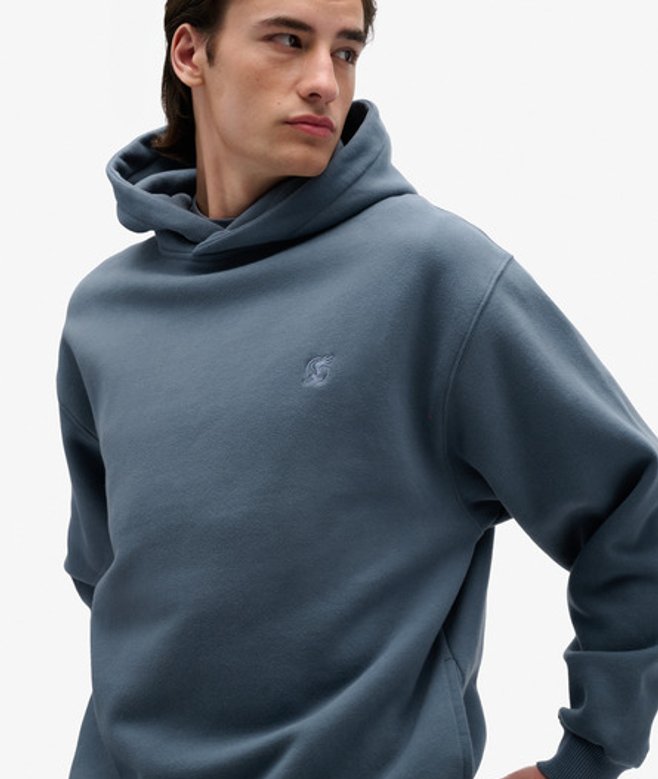 Superdry Herren Blank OverGrößed Hoodie Blue - Größe: S von Superdry