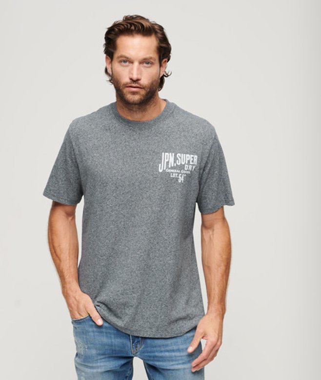 Superdry Herren Blau Workwear T-Shirt Grafikdruck, Größe: XL von Superdry