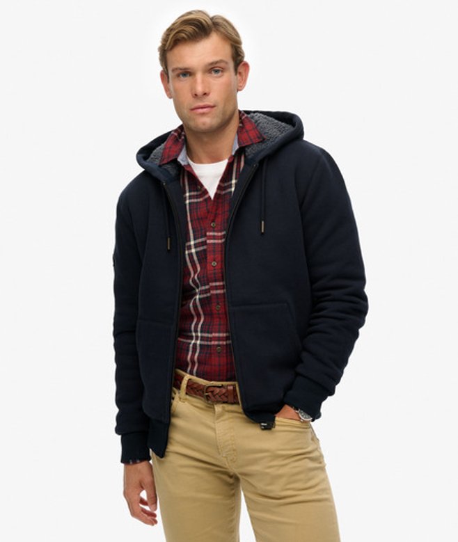 Superdry Herren Borg-gefütterter Zip-hoodie Navy - Größe: L von Superdry