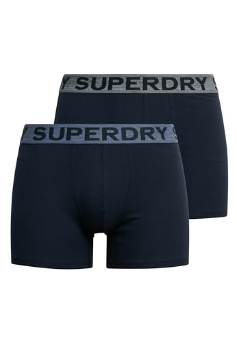 Superdry Herren Boxer Double Pack Boxershorts, Eclipse Navy, von Superdry