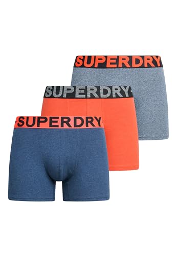 Superdry Herren Boxer Triple Pack Boxershorts, Drk Idgo Bl MRL/Bt Orge MRL/Fstd NVY GRT, von Superdry