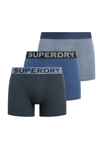 Superdry Herren Boxer Triple Pack Boxershorts, Frosted Navy grit/Dark Indigo Marl/Navy, von Superdry