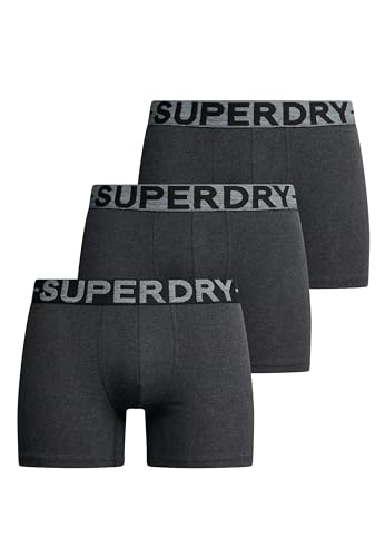 Superdry Herren Boxer Triple Pack Boxershorts, Raven Black Marl, von Superdry