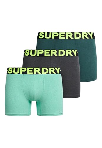 Superdry Herren Boxershorts aus Bio-Baumwolle im 3er-Pack Dreifach Grün/Neon M von Superdry