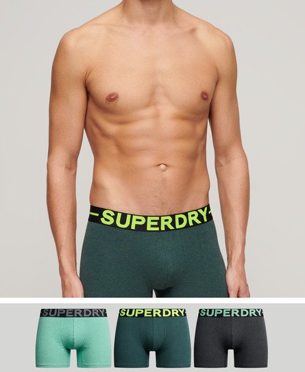 Superdry Herren Schwarz und Grün Boxershorts aus Bio-Baumwolle im 3er-Pack, Größe: S von Superdry