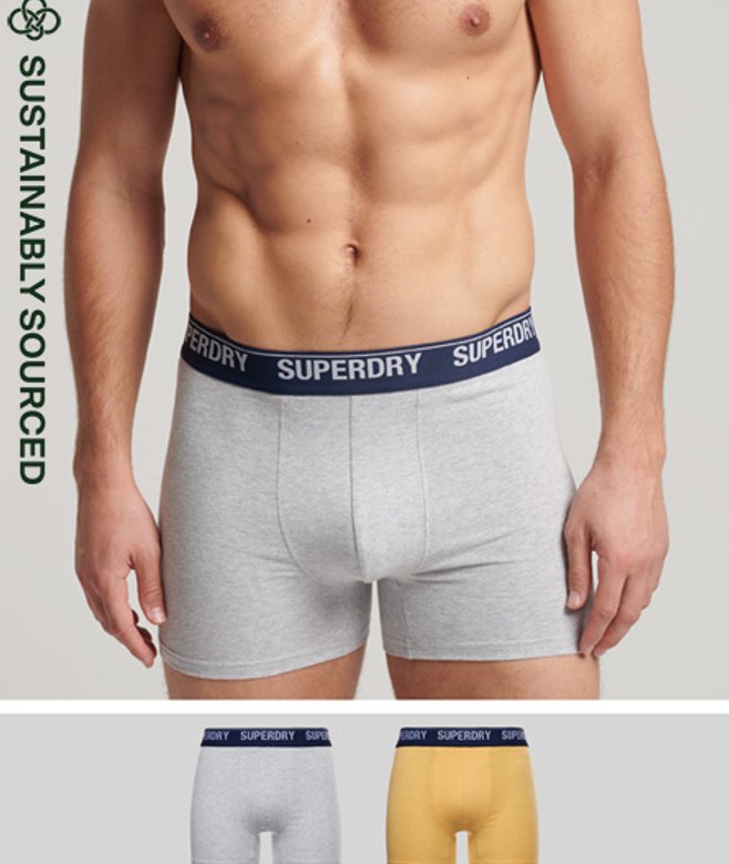 Superdry Herren Boxershorts aus Bio-baumwolle im 2er-Pack Gelb - Größe: M von Superdry