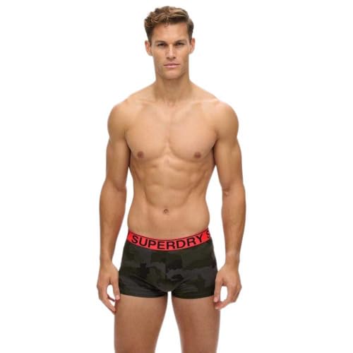 Superdry Herren Boxershorts im 2er-Pack Schwarz/Tarnmuster L von Superdry