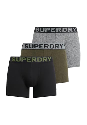 Superdry Herren Boxershorts im 3er-Pack Asphalt Gesprenkelt/Winter Kaki Gesprenkelt/Schwarz M von Superdry