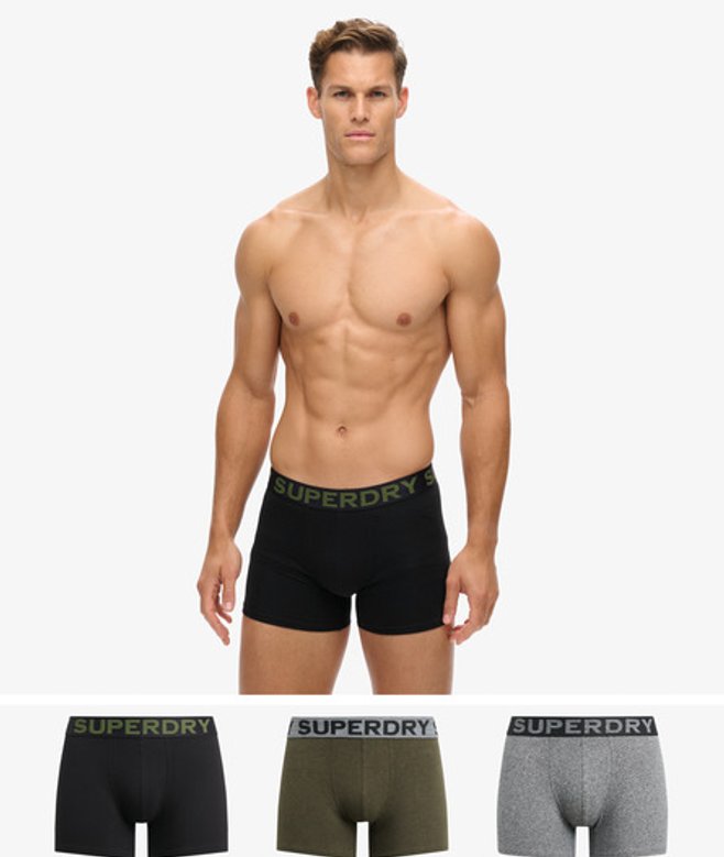 Superdry Herren Boxershorts im 3er-Pack Grau - Größe: L von Superdry
