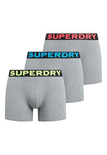 Superdry Herren Boxershorts im 3er-Pack Noos Grau Meliert S von Superdry