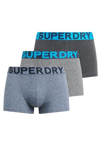 Superdry Herren Boxershorts im Dreierpack Rabenschwarz Meliert/Karstgrau Mega Gesprenkelt/Frisch Blau Gesprenkelt M von Superdry