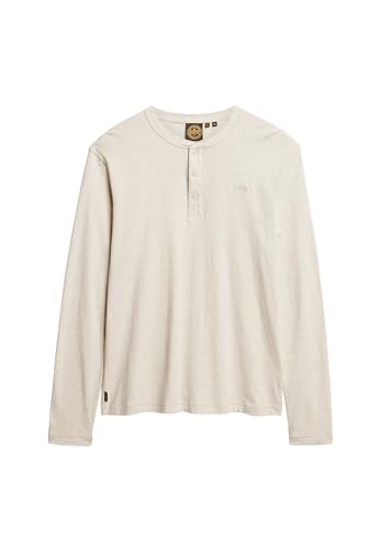 Superdry Herren Camiseta Henley Kapuzenpullover, Oat Cream Marl, XXL von Superdry