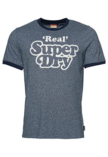 Superdry Herren Camiseta bordada Businesshemd, Frosted Navy Grit/Navy, L von Superdry