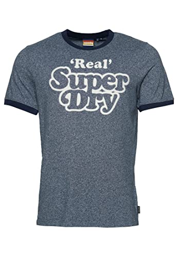 Superdry Herren Camiseta bordada Businesshemd, Frosted Navy Grit/Navy, M von Superdry