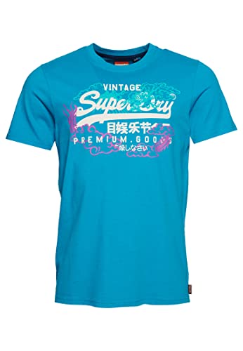 Superdry Herren Camiseta estampada Businesshemd, Emaille blau, XL von Superdry