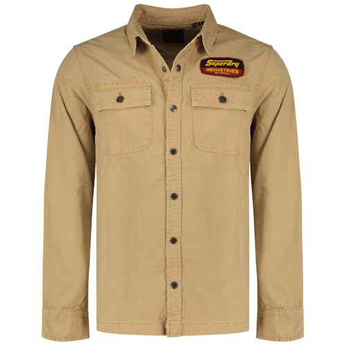 Superdry Herren Canvas-Hemdjacke mit Aufnäher Shaker Beige XXL von Superdry