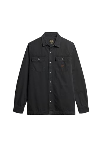 Superdry Herren Canvas Workwear Overshirt T-Shirt, schwarz, M von Superdry