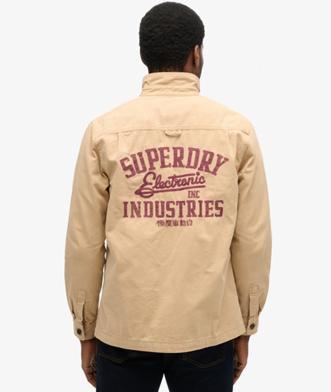 Superdry Herren Canvas-hemdjacke mit Aufnäher Beige - Größe: S von Superdry