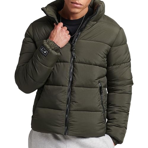 Superdry Herren Chaqueta acolchada Kapuzenpullover, Football Grid Khaki, M von Superdry