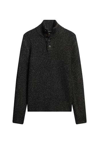 Superdry Herren Chunky Button HIGH Neck Jumper Polo-Pullover, Schwarz, Small von Superdry