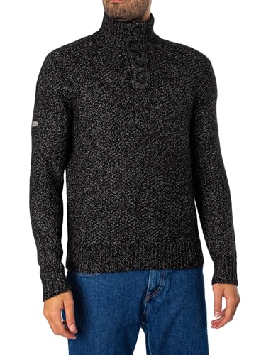 Superdry Herren Chunky Button High Neck Jumper T-Shirt, schwarz, M von Superdry