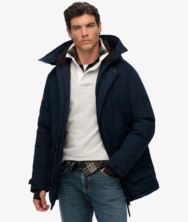 Superdry Herren City Gepolsterter Parka Mantel Navy - Größe: L von Superdry