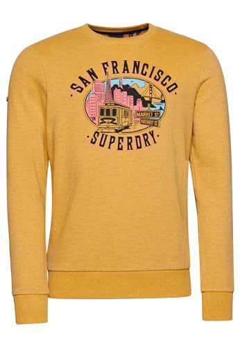 Superdry Herren City Souvenir Sweatshirt mit Rundhalsausschnitt Wüste Ockergelb Meliert L von Superdry