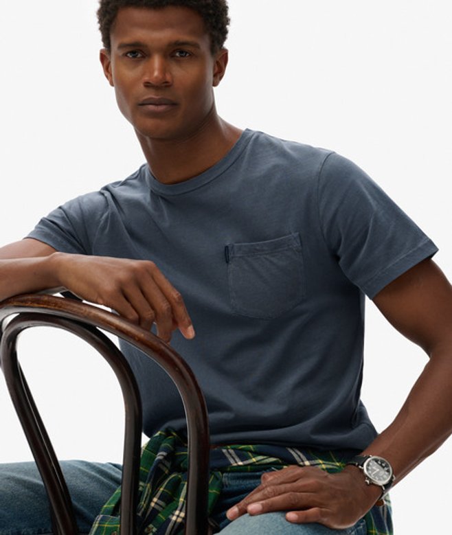 Superdry Herren Classic Essential T-shirt mit Tasche Blue - Größe: L von Superdry