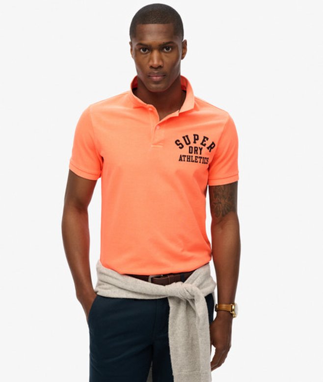 Superdry Herren Klassisches Poloshirt mit Applikation Orange - Größe: M von Superdry