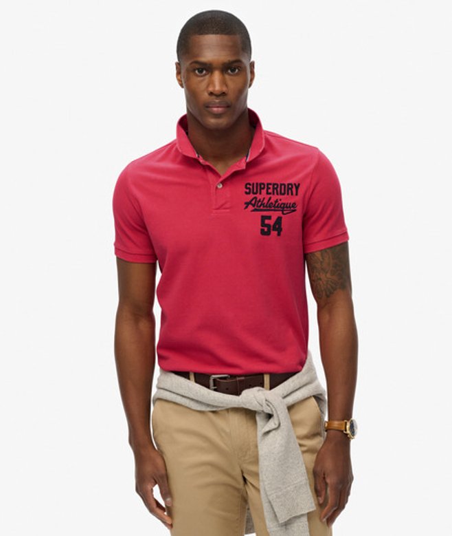Superdry Herren Klassisches Poloshirt mit Applikation Pink - Größe: M von Superdry