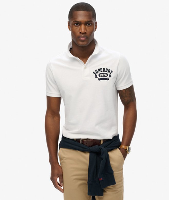 Superdry Herren Klassisches Poloshirt mit Applikation White - Größe: M von Superdry