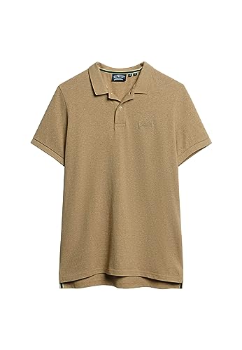 Superdry Herren Classic Pique Polo Kapuzenpullover, Braun (Brown Fleck Marl), 56 von Superdry