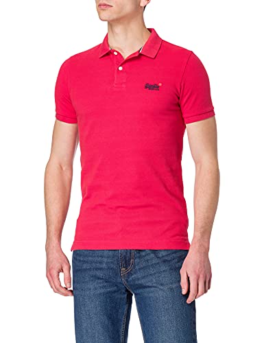 Superdry Herren Classic Pique S/S Polo Poloshirt, Rot (Grapefruit Twist), S von Superdry