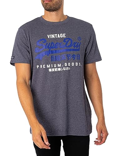 Superdry Herren Classic Vl Heritage T-Shirt, Blau (Midnight Blue Grit), L von Superdry