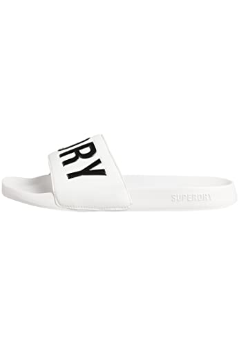 Superdry Herren Code CORE Pool Slide Schiebe-Sandalen, Optic/Black, Medium von Superdry