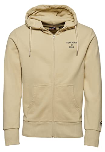 Superdry Herren Code Core Sport Zip Hood Sweatshirt, Pelican Beige, Small von Superdry