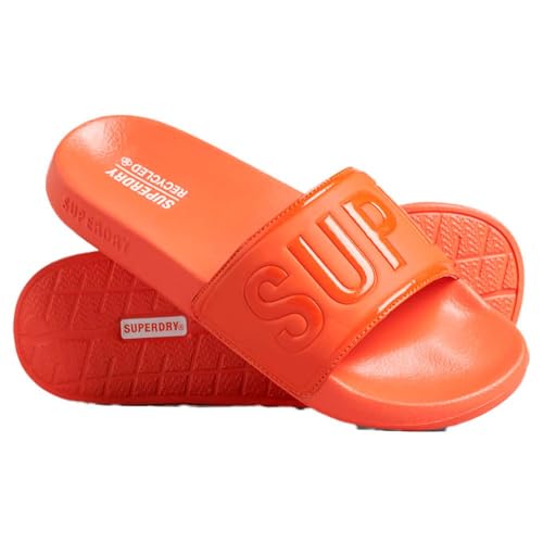 Superdry Herren Code Core Vegan Pool Slide Flipflop, Leuchtorange, Small von Superdry