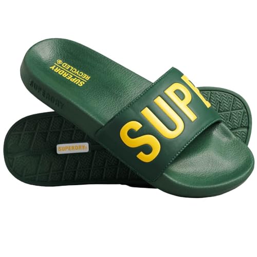 Superdry Herren Code Core Vegan Pool Slide Flipflop, Mehrfarbig (Academy Dark Green Nautical Yellow), Large von Superdry