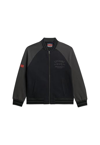 Superdry Herren College Bomberjacke aus Jersey mit Grafik Schwarz XXL von Superdry