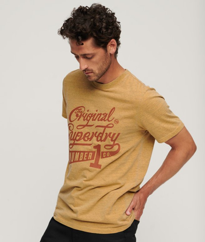 Superdry Herren College T-shirt mit Schriftzug Gelb - Größe: M von Superdry