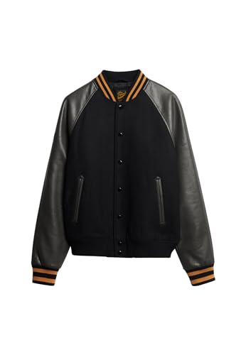 Superdry Herren College Varsity Bomberjacke Jacke, Jet Black, Large von Superdry