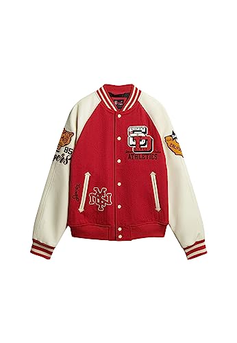 Superdry Herren College Varsity Patched Bomber Jacke, Rot, Large von Superdry