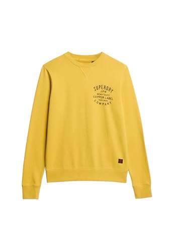 Superdry Herren Copper Label Grafik-Sweatshirt mit Rundhalsausschnitt Pigment Gelb S von Superdry