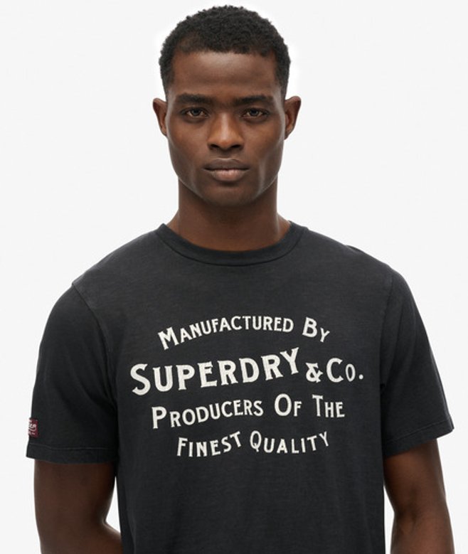 Superdry Herren Copper Label T-shirt in Lockerer Passform Dark Grey - Größe: M von Superdry