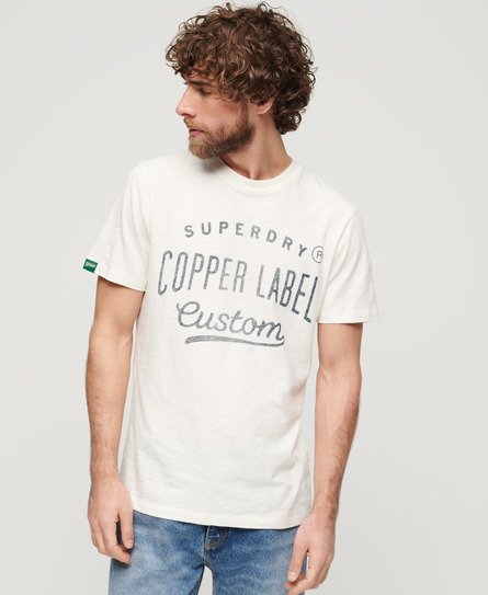 Superdry Herren Weiß Copper Label Workwear T-Shirt Logo-Druck, Größe: L von Superdry